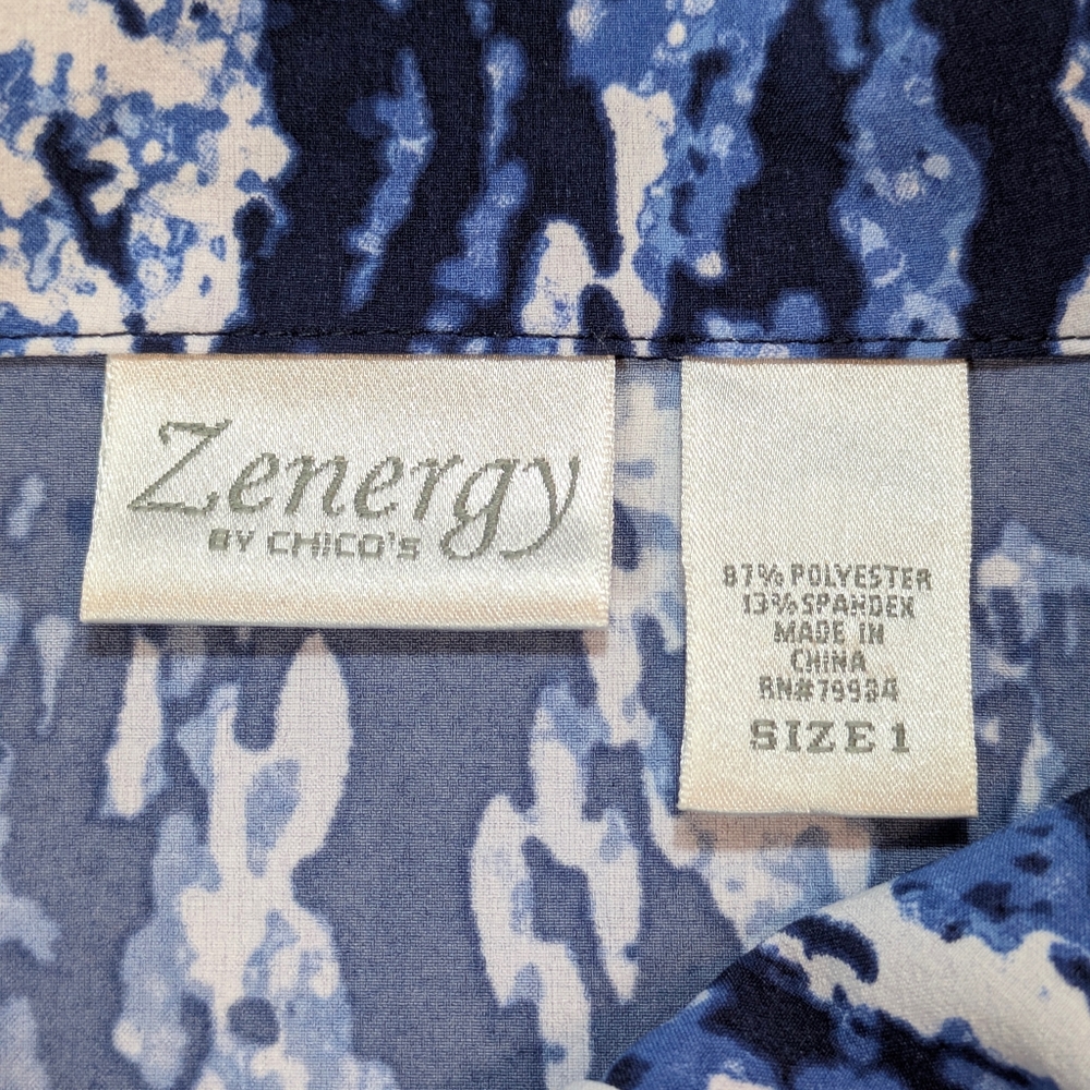 Zenergy Chicos Women's Shacket Blue White Performance Activewear Athleisure S - Picture 11 of 13